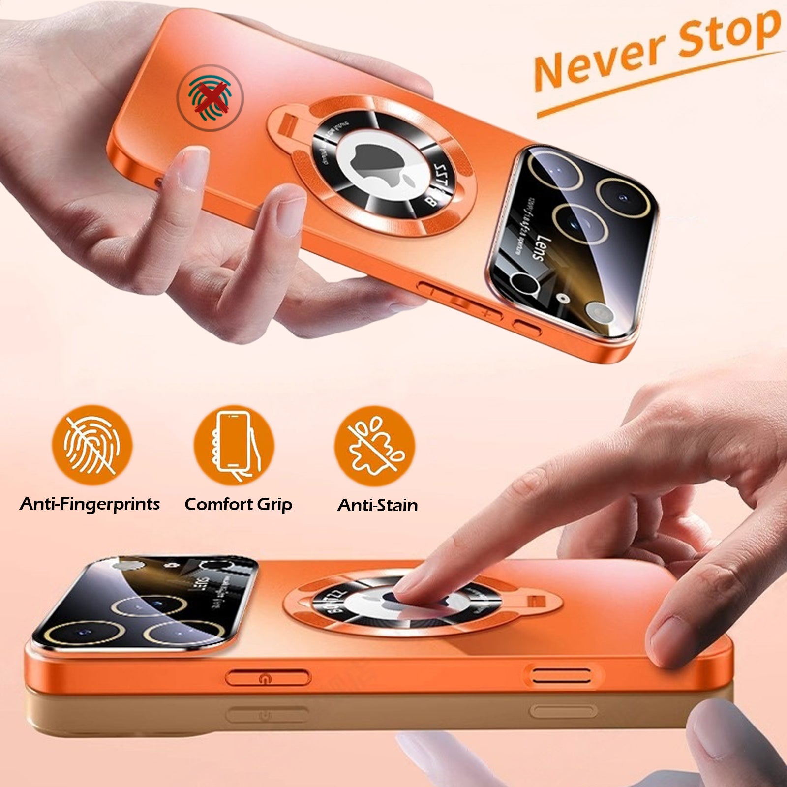 QANXGOG Case for iPhone 17 Pro Max, Slim Shockproof Magnetic Case with Lens Protector & Kickstand, Anti-Fingerprint, Drop-Proof