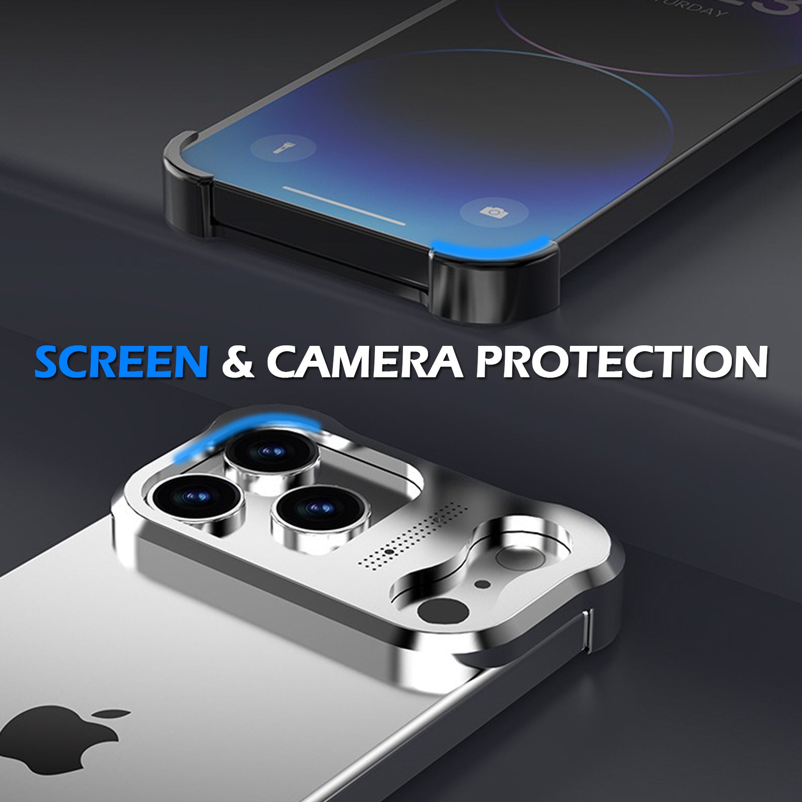 Metal Frame Case for iPhone 17 Pro Max/17 Pro, Raised Corners, Heat Dissipation, Wireless Charging Compatible, Drop-Proof Aluminum Bumper Cover