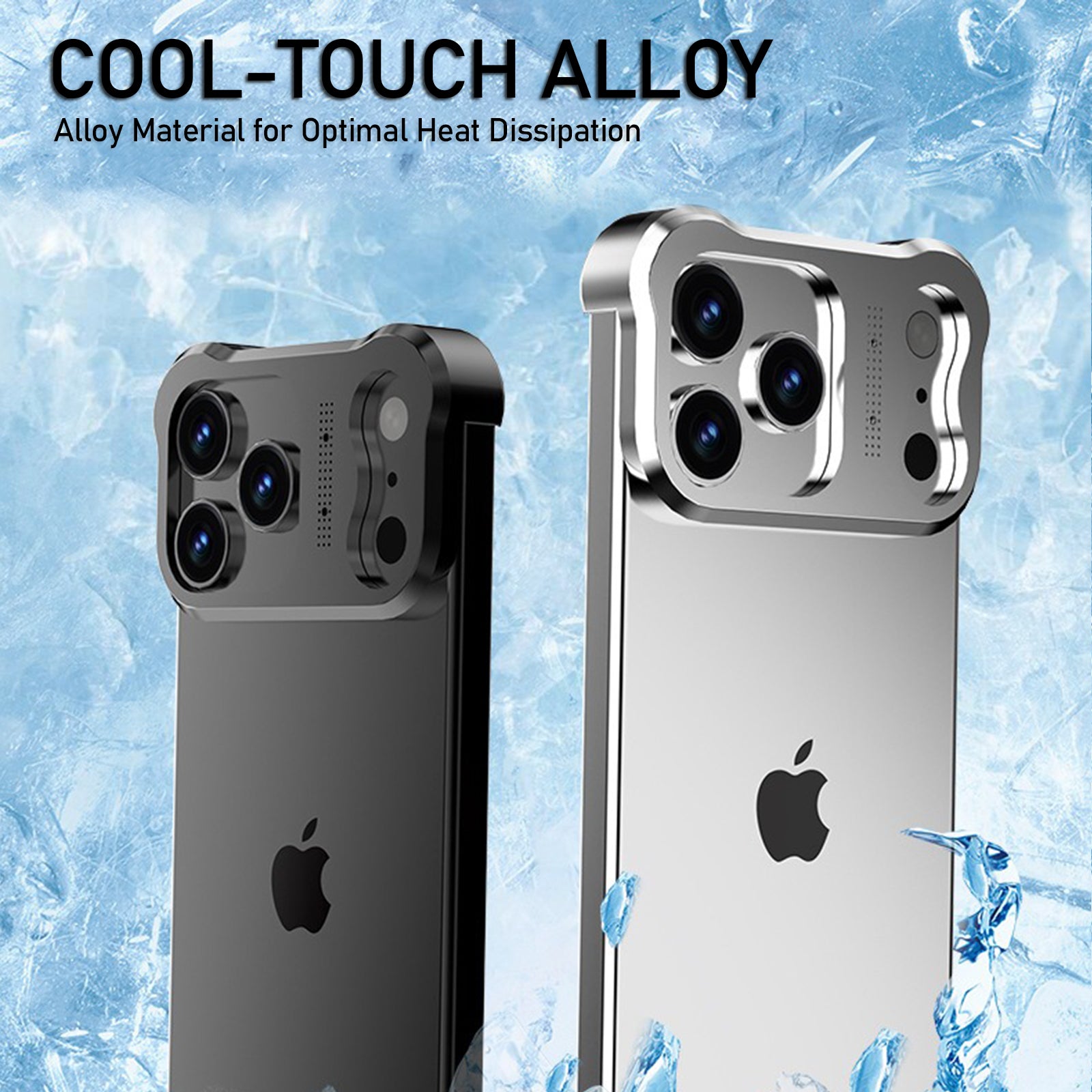 Metal Frame Case for iPhone 17 Pro Max/17 Pro, Raised Corners, Heat Dissipation, Wireless Charging Compatible, Drop-Proof Aluminum Bumper Cover