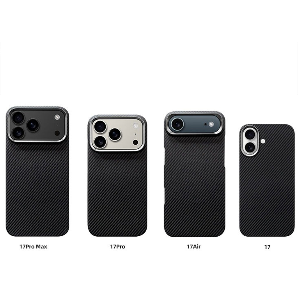QANXGOG Case for iPhone 17 Pro Max, Ultra Slim Lightweight Carbon Texture Shockproof Cover, Metal Lens Frame, Compatible with MagSafe