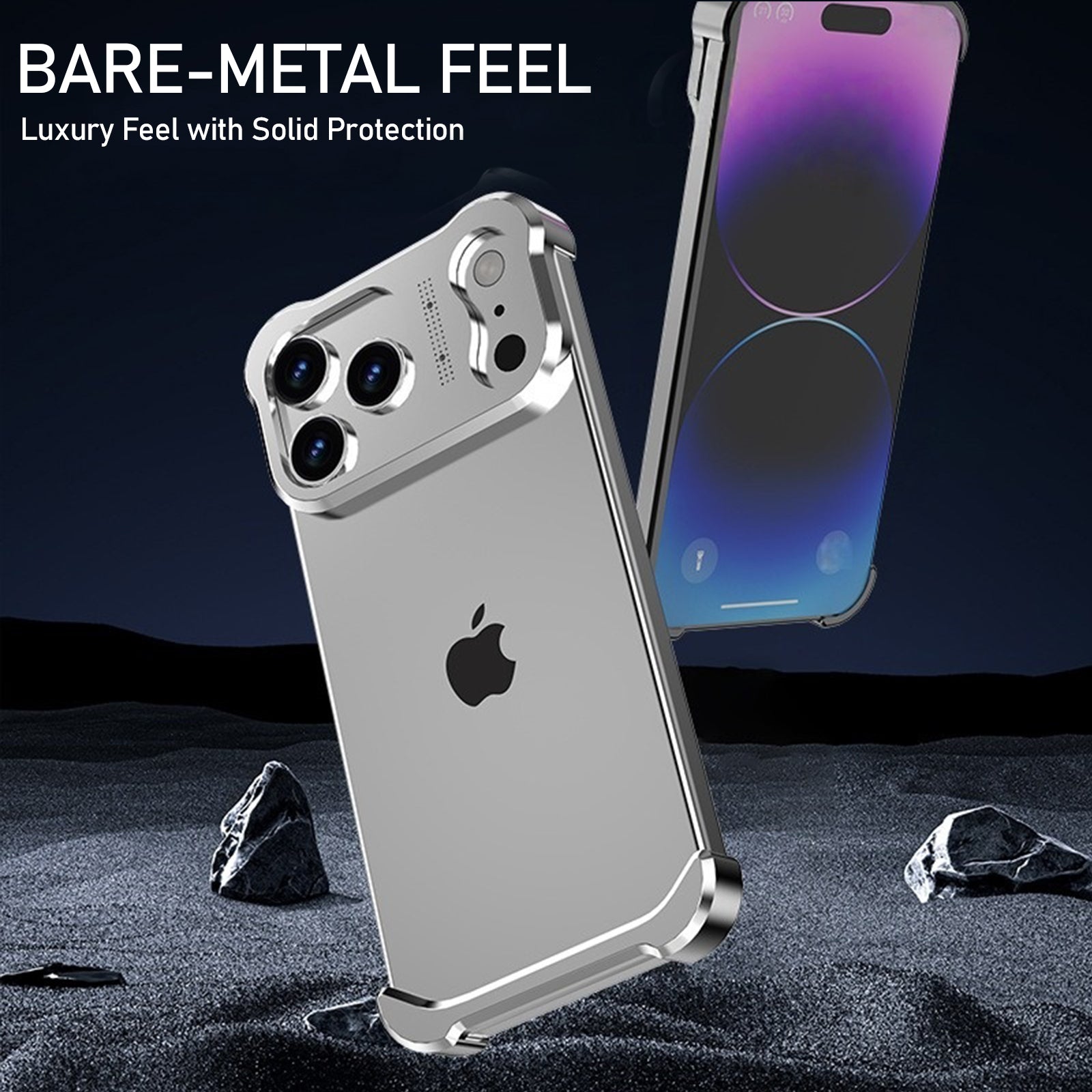 Metal Frame Case for iPhone 17 Pro Max/17 Pro, Raised Corners, Heat Dissipation, Wireless Charging Compatible, Drop-Proof Aluminum Bumper Cover