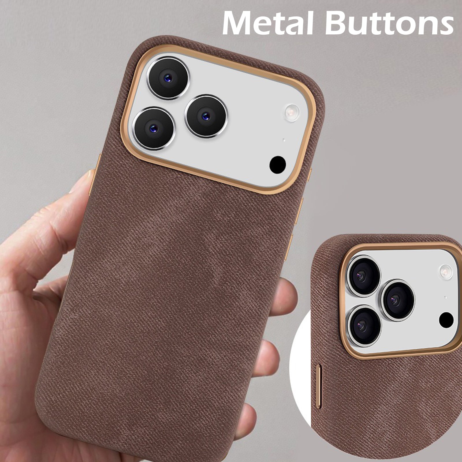 Case for iPhone 17 Pro Max, Denim Fabric Slim Protective Cover Compatible with MagSafe Shockproof Design with Raised Camera Edge Lightweight, Orange