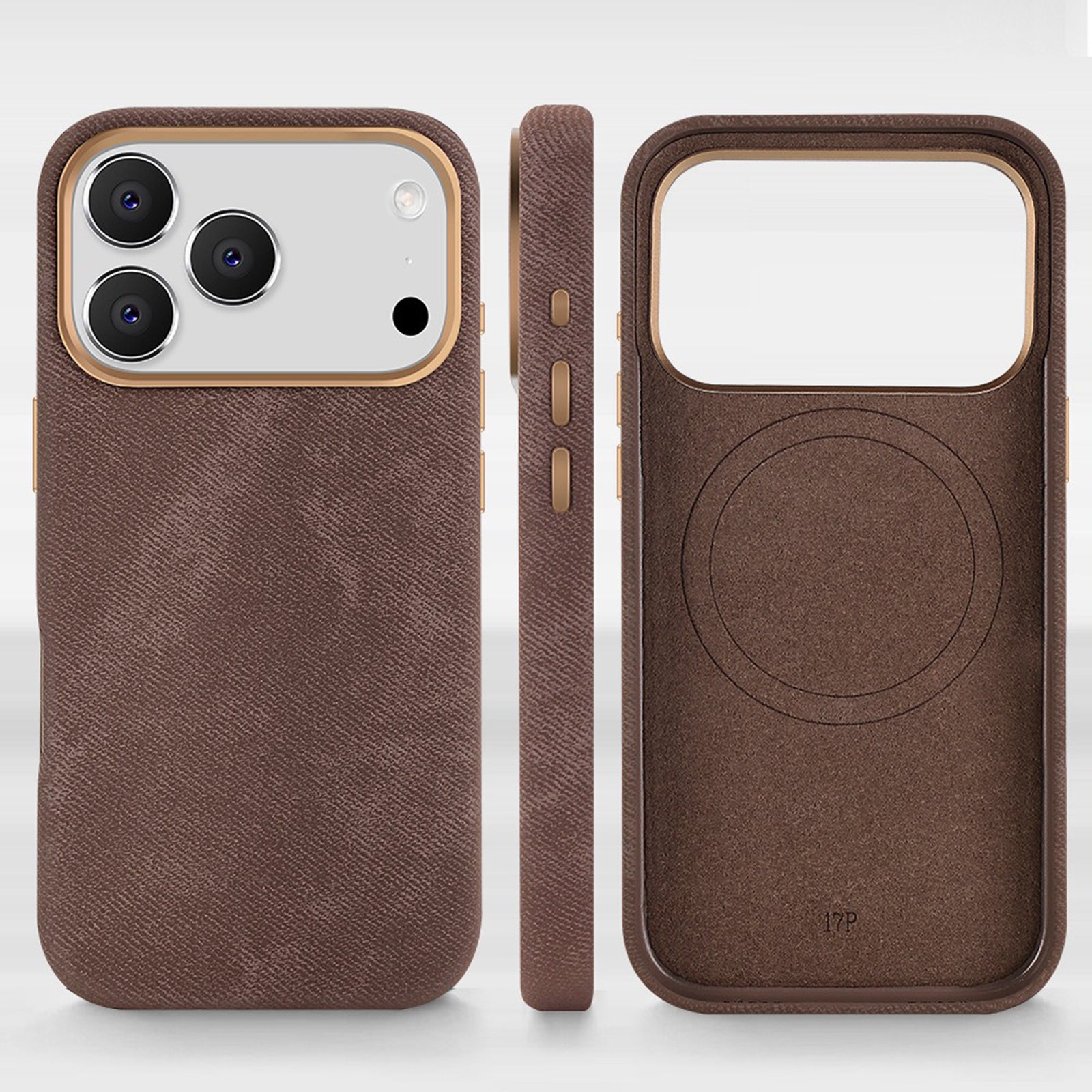 Case for iPhone 17 Pro Max, Denim Fabric Slim Protective Cover Compatible with MagSafe Shockproof Design with Raised Camera Edge Lightweight, Orange