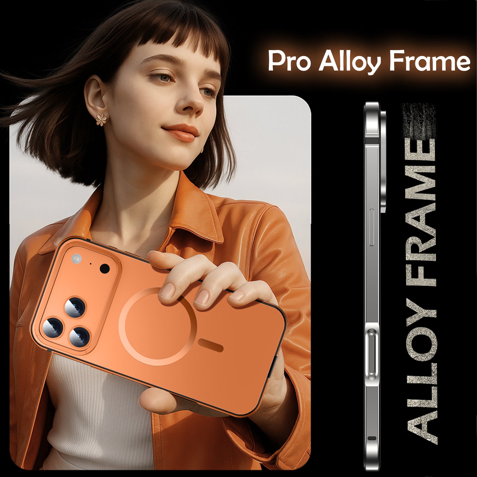 Case for iPhone 17 Pro Max, Ultra Thin Metal Frame with Frosted Matte Back Slim Lightweight Protective Cover with Raised Camera Screen Edges