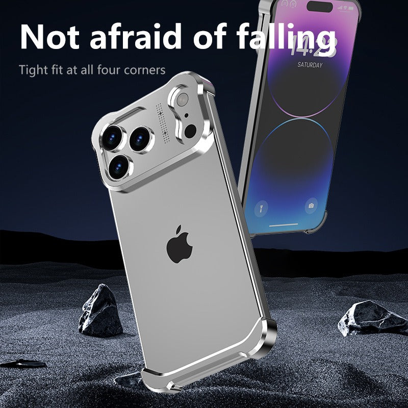 Metal Frame Case for iPhone 17 Pro Max/17 Pro, Raised Corners, Heat Dissipation, Wireless Charging Compatible, Drop-Proof Aluminum Bumper Cover