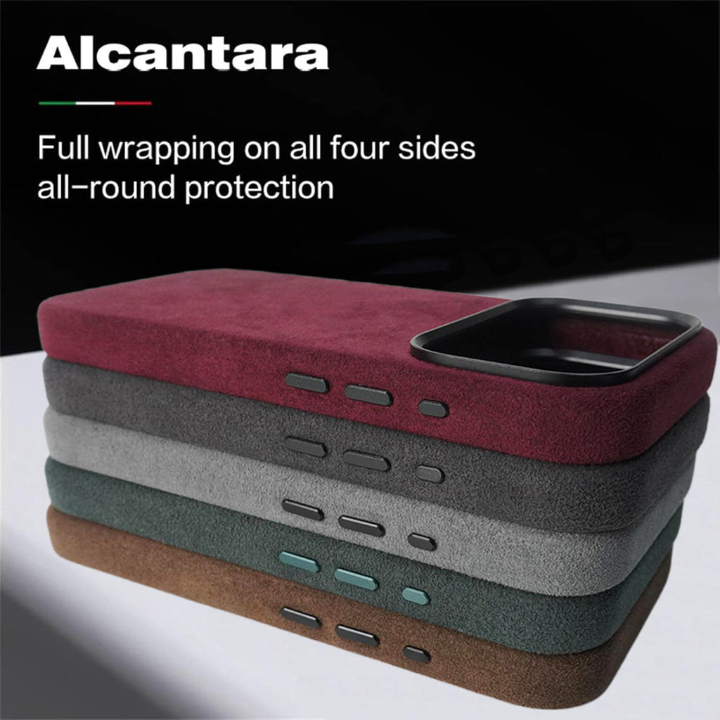 Alcantara Suede Case for iPhone 17 Pro Max, Handmade Genuine Italian Ultra-Suede Fully Wrapped Anti-Slip Soft Luxury Protective Cover, Compatible with MagSafe