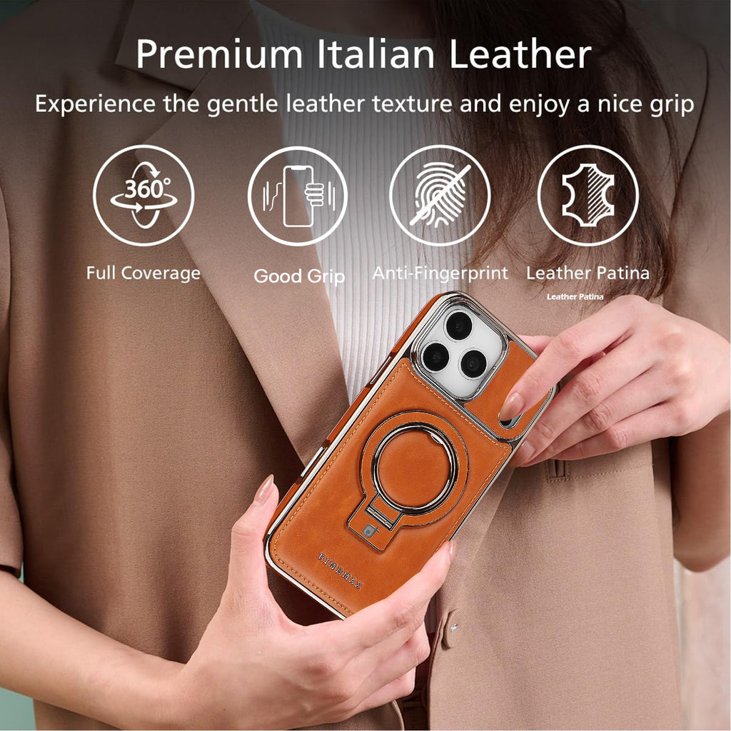 Case for iPhone 17 Pro Max, Compatible with MagSafe Leather Protective Cover with Stand Skin Friendly Anti-Fingerprint Shockproof Case