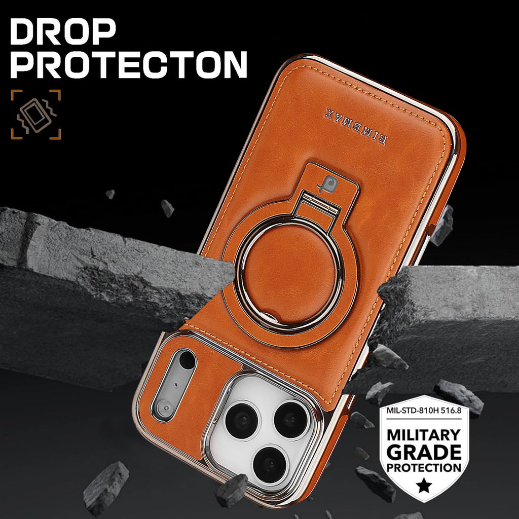 Case for iPhone 17 Pro Max, Compatible with MagSafe Leather Protective Cover with Stand Skin Friendly Anti-Fingerprint Shockproof Case
